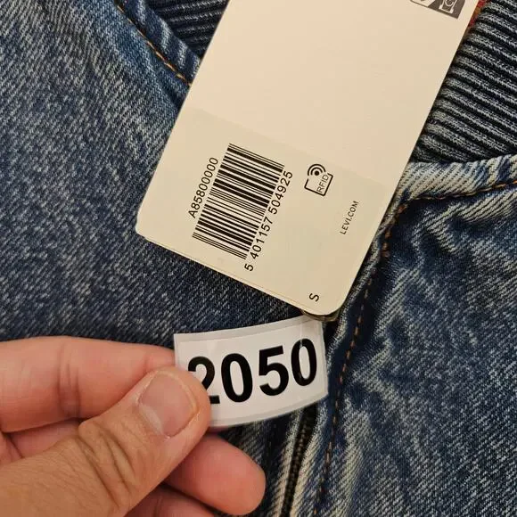 LEVI'S MEN'S SMALL DENIM QUILTED RELAXED VEST FULL ZIP VINTAGE INDIGO NWT - Picture 7 of 8